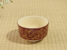 Load image into Gallery viewer, First tea ceremony Kyoto Sennyuji Temple Red chrysanthemum arabesque gold brocade tea bowl s14-q
