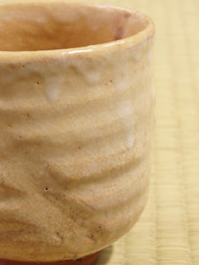 初めての茶道具 萩焼 箆目 筒茶碗 s15-q
