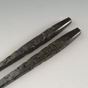 Swordsmith Hiromitsu Unshu, Japanese pig iron, tamahagane forged fire chopsticks (2 sets) set, Japan dbsy9631-R