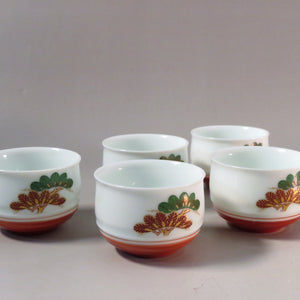 Koransha Akae Oimatsue 茶杯，5 人用，清酒杯/煎茶碗，也可用于倒抹茶 dbsy10437-z