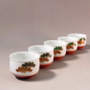 Koransha Akae Oimatsue 茶杯，5 人用，清酒杯/煎茶碗，也可用于倒抹茶 dbsy10437-z