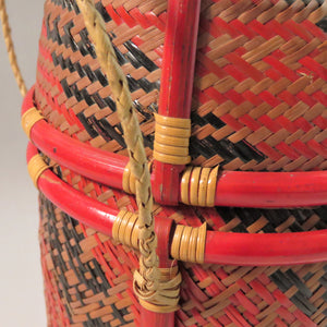 Vintage basket, wickerwork basket, bamboo basket◇◆Asian antique Atu Ata Lipao dbsy10409-k