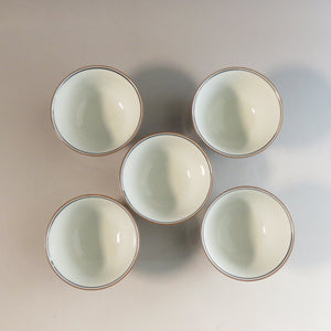 Kyoto Haruaki Ito Kiyomizu-yaki Colored Shouzuite Flower-bird ancient crest Kumide tea bowl 5 servings Also for pouring matcha dbsy10408-b
