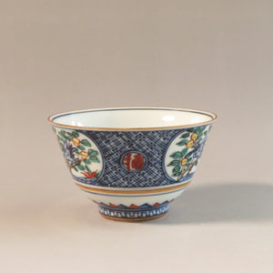 Kyoto Haruaki Ito Kiyomizu-yaki Colored Shouzuite Flower-bird ancient crest Kumide tea bowl 5 servings Also for pouring matcha dbsy10408-b