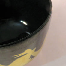 将图片加载到图库查看器，中村周峰 第三次京都 1947年-清水烧 仿制 黑金银彩绘鹤画 茶碗 dbsy10444-h
